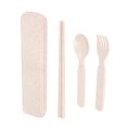 thumbnail image 4 of 1 Set Wheat Straw Spoon Chopsticks Fork Utensil Set Travel Camping Tableware Dishware Set Portable Kitchen Set for Kids (Beige), 4 of 8