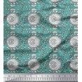 thumbnail image 1 of Soimoi Poly Georgette Fabric Leaves & Floral Block Printed Craft Fabric by The Yard 42 Inch Wide, 1 of 3