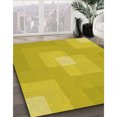 thumbnail image 3 of Ahgly Company Tapis d'Intérieur Lavables à la Machine, Carrés, Transitionnels, Jaunes, Tapis de Zone, 5 Pieds Carré, 3 of 7