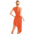 thumbnail image 2 of Aislor Robe de Danse Latine Salsa de Salle pour Femmes, Robe à Ourlet Asymétrique en Patchwork de Maille Transparente, Tenue de Danse, Orange, TG, 2 of 7