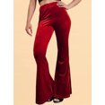 thumbnail image 4 of Honganda Women’s Velvet Flare Pants Solid Color Slim Fit Bell-Bottom Trousers Bootcut Pants, 4 of 8