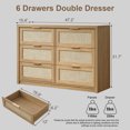 thumbnail image 2 of OAKHAM Commode 6 Tiroirs, Grand Commode en Rotin pour Chambre à Coucher Salon, Chêne Vieilli, 2 of 10