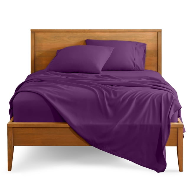 Bare Home Premium 1800 Collection 5-Piece Bed Sheet Set, Split King, Plum