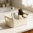thumbnail image 2 of pstuiky Storage Box Kitchen Organizer & Pantry Bin for Snacks, Utensils & Spices Reusable Plastic Container with Handle, Beige, 2 of 7