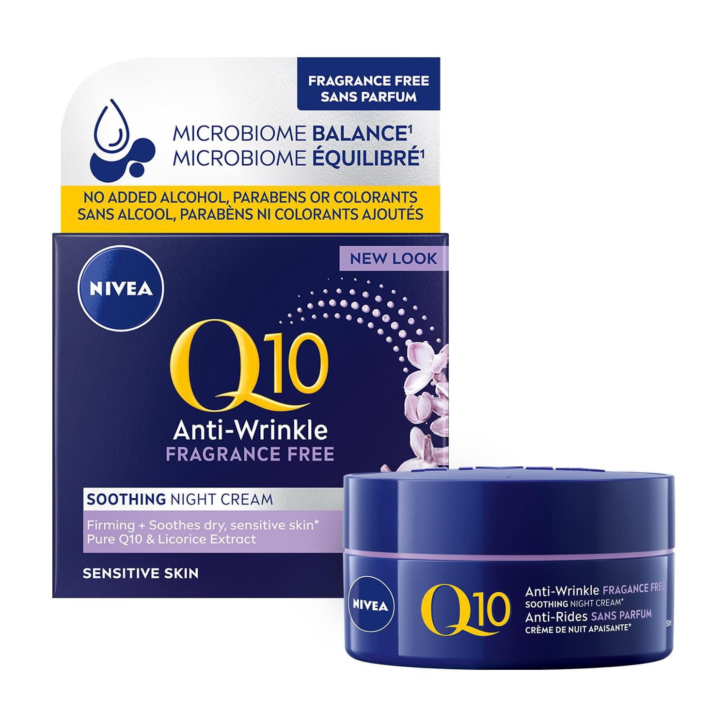 NIVEA Q10 Anti-Wrinkle Fragrance Free Soothing Night Cream, Anti-wrinkle face cream for sensitive skin