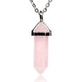 thumbnail image 1 of Angelstones Rose Quartz Gemstone Hexagonal Pointed Reiki Chakra Pendant Necklace 20", 1 of 3