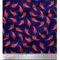 thumbnail image 1 of Soimoi Blue Heavy Canvas Fabric Chilli Vegetable Print Fabric by Yard 58 Inch Wide, 1 of 2