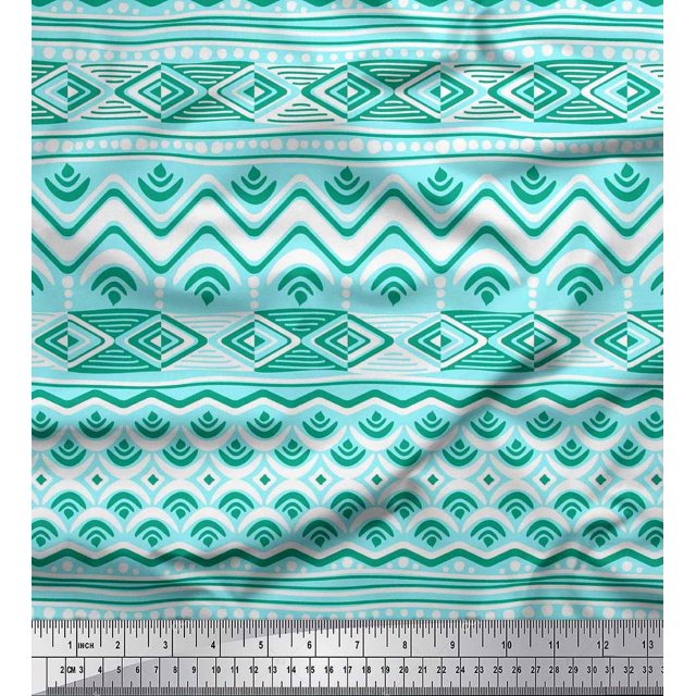 Soimoi Georgette Viscose Fabric Aztec Geometric Print Sewing Fabric Yard 42 Inch Wide
