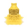 thumbnail image 4 of Linjinx Robe Tutu de Danse Ballet à Sequins Brillants pour Filles, Costume de Performance Jazz Latin Moderne Jaune 12, 4 of 7