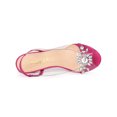 thumbnail image 4 of BLISSFUL STEP Sandales à Talon Moyen Transparent à Enfiler à Bride Arrière pour Femmes avec Fleurs et Strass Rose Vif 9,5, 4 of 7