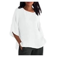 thumbnail image 1 of Blouse Chemise Ample pour Femmes d'Été à Manches Raccourcies, Col Rond, Ligne en Coton, 1 of 9