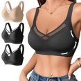 thumbnail image 1 of Kyusrd Plus Size Cut-Off Seamless Bra For Women'S 3Pcs Supportive Full Coverage Wireless Bralette Bra Adjustable Shoulder Straps Bra Soild Color Everyday Athletic Sport Bra, 1 of 9