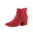 thumbnail image 1 of BLISSFUL STEP Women's Boots Pointed Toe Block Heel Chelsea Ankle Boots Red 5.5, 1 of 8