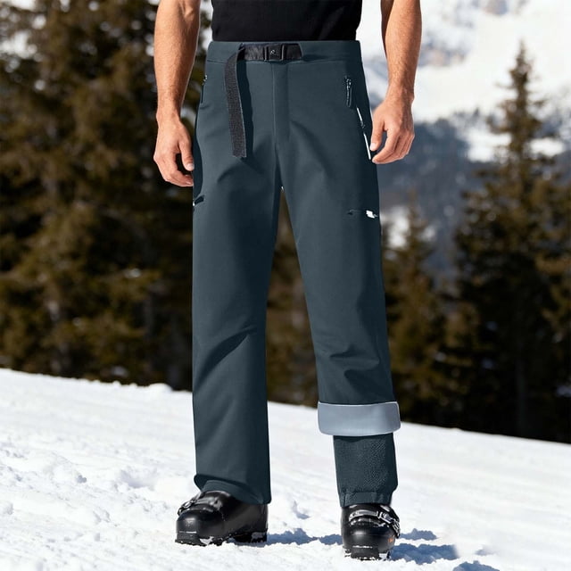 Cameland Unisexe Décontracté à la Mode Uni Patchwork Fermeture Éclair Multiples Poches Pantalon de Ski