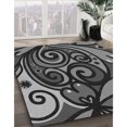 thumbnail image 3 of Ahgly Company Tapis d'Intérieur Lavable à la Machine, Carré, Transitionnel, Charbon Noir, Tapis de Zone, 4 Pieds Carré, 3 of 7