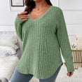 thumbnail image 4 of Timegard Womens Plus Size Tops Ribbed V-Neck Long Sleeve Knit Loose Pullover Sweater Casual Warm Top, 4 of 8