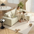 thumbnail image 2 of HOMCOM Chaise Sectional Sofa, Corduroy Fabric Corner Couch, Cream White, 2 of 10