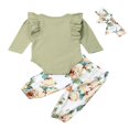 thumbnail image 5 of Ensemble Bébé Bébé Fille Romper + Pantalon Floral + Bandeau, 5 of 5
