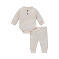 thumbnail image 2 of Gupgi Ensemble 2 Pcs pour Tout-Petit, Barboteuse à Manches Longues à Col Henley + Pantalon Décontracté, 2 of 8