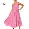 thumbnail image 3 of Robe Longue Femme Décontractée Plissée Midi Fête Danse Plage Vacances Bureau Mode Été Rose m, 3 of 6