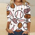 thumbnail image 1 of SMihono Hauts pour Femmes Été Chic Décontracté Mode Féminine Manches Courtes Col Rond Rétro Imprimé Ample Blouse Manches Trois-Quarts T-shirt Oversize pour Femmes, 1 of 4