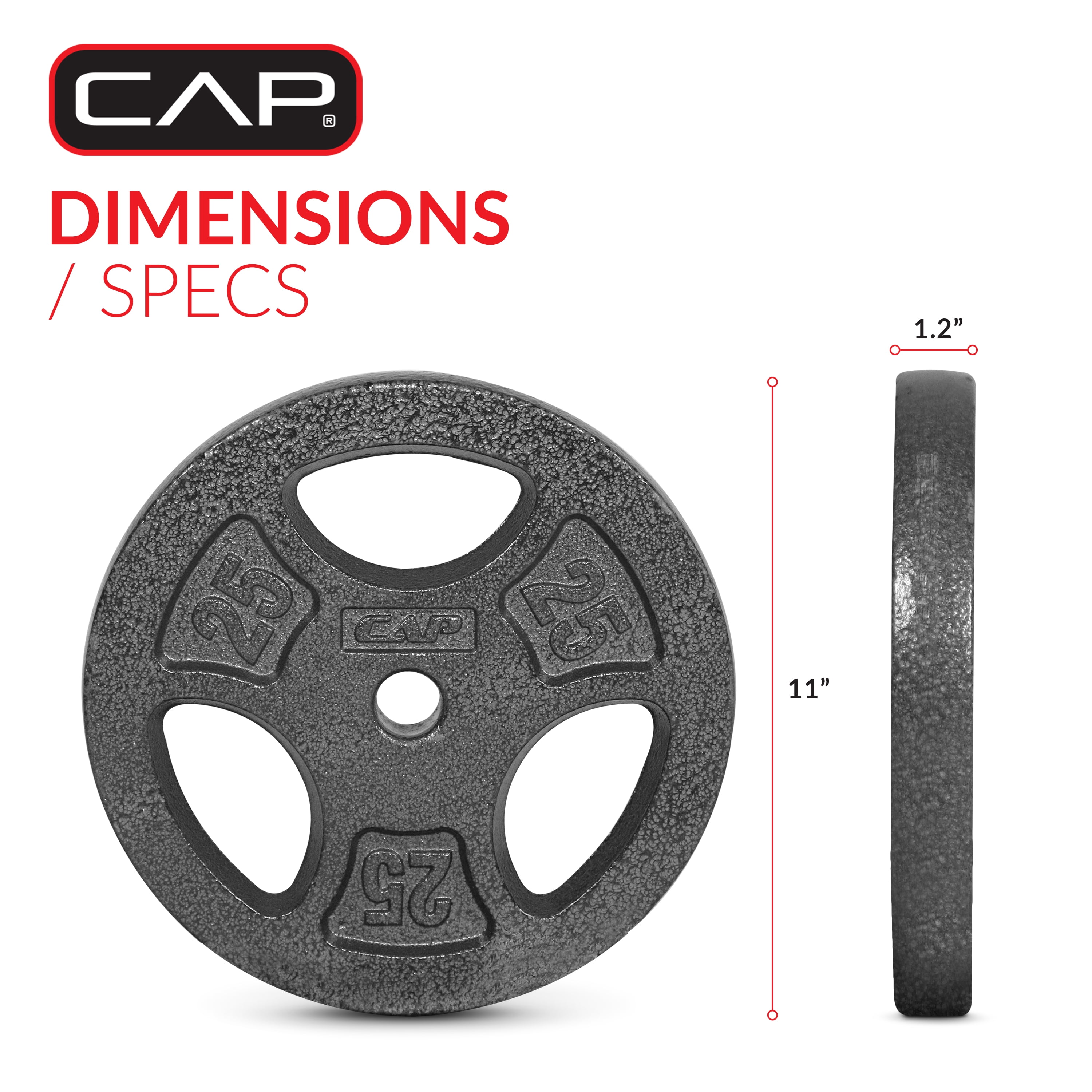 Plaque de préhension standard en fonte CAP Barbell, 1 pouce, 10 lb, simple, noire