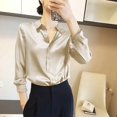 thumbnail image 2 of GigrtiJin Chemises Boutonnées pour Femmes Automne Manches Longues Col Rabattu Couleur Unie Mode Décontractée Confortable Hauts Amples, 2 of 5