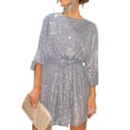 thumbnail image 1 of Gupgi Robe à Paillettes pour Femmes à Manches Longues, Col Ras du Cou, Mini-Robe Scintillante et Brillante, Robe Élégante pour Cocktail et Fête, 1 of 4