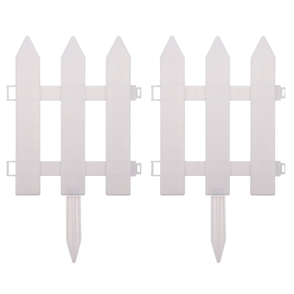 Simple Style 2Sets White Picket Plastic Fence 11.8Inch Height for Garden