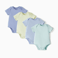 thumbnail image 1 of PatPat Baby Boy/Girl 4-Piece Modal Solid Color Rompers Set, 1 of 4