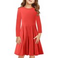 thumbnail image 2 of Rbaofujie Robe à Manches Longues pour Filles en Coton Robes Décontractées Robe Trapèze pour École Fête 4-13 Ans, 2 of 9
