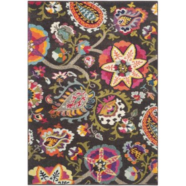 Safavieh Monaco Collection MNC229B Modern Colorful Floral Brown and Multi Area Rug (3' x 5')