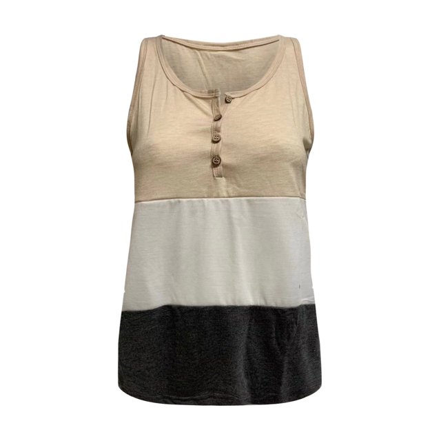 T-Shirt Blouse Sans Manches Décontracté à Rayures Col en V Ample pour Femmes
