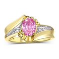 thumbnail image 1 of RYLOS Rings for Women 14K Gold Plated Silver Swirl Z Ring 7X5MM Oval Gemstone &  Diamond Rings October Pink Ice Jewelry Size 10, 1 of 7