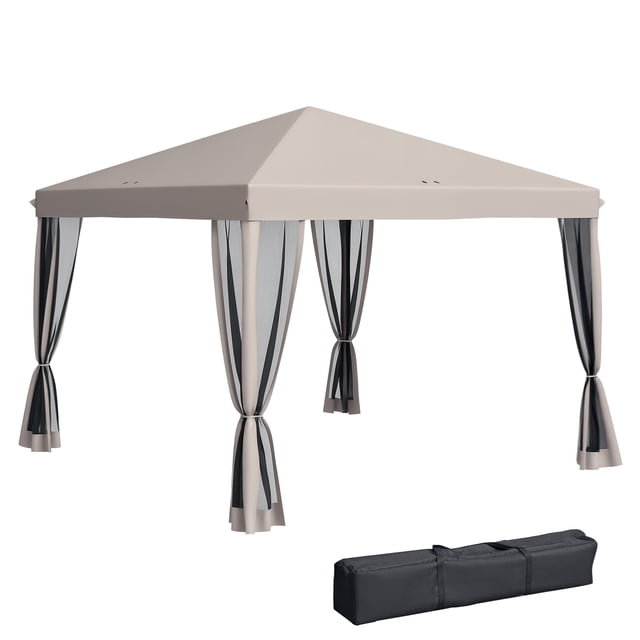Outsunny 10' x 10' Pop Up Canopy Tent Gazebo with Removable Mesh Sidewall
