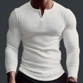 thumbnail image 2 of Yuyuzo Mens Long Sleeve Shirts Slim Fitted Ribbed Solid Color Button V-Neck Fall Casual Plain Tops, 2 of 6