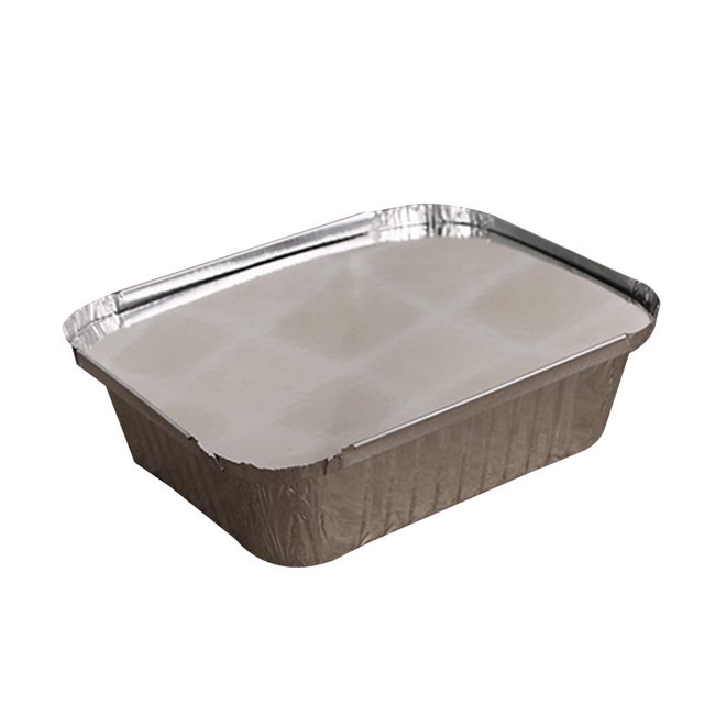 Lot de 10 Plats en Papier D\'aluminium Accessoires Ménagers Jetable Grande Capacité Contenant Alimentaire Rectangulaire Plaque de Cuisson Plat à Usage Unique 700 ml Couvercle