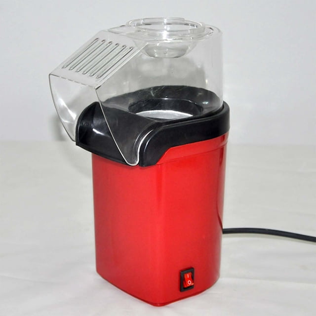 Red Electric Popcorn Maker Machine For Home Use Mini Size 3.94 X 4.53 X 10.24 Inches With 1200W Power 50-60Hz Frequency Includes 1 Piece Grain Blasting Container For Quick Popcorn Popping