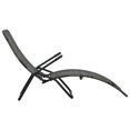 thumbnail image 2 of vidaXL Chaise Longue Pliante en Rotin Gris, 2 of 5