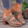 thumbnail image 2 of WRKEKC Sandals for Women One Piece Style Elevated Wedge Slides Cut Out Design Hook and Loop Strap Beach Summer Sandals, 2 of 9
