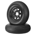 thumbnail image 1 of 2-Pack ST205/75D14 Trailer Tires on 14" Black Rims - 6PR Load Range C - 5 Lug 4.5" Bolt Design - Heavy Duty, All-Weather, Easy Assembly - Utility, Boat, Camper, Cargo Trailers, 1 of 6