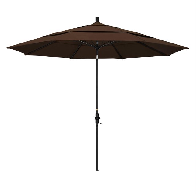 Parasol de Marché en Fibre de Verre 11 Pieds Inclinaison Col Noir Mat/pacifica/moka