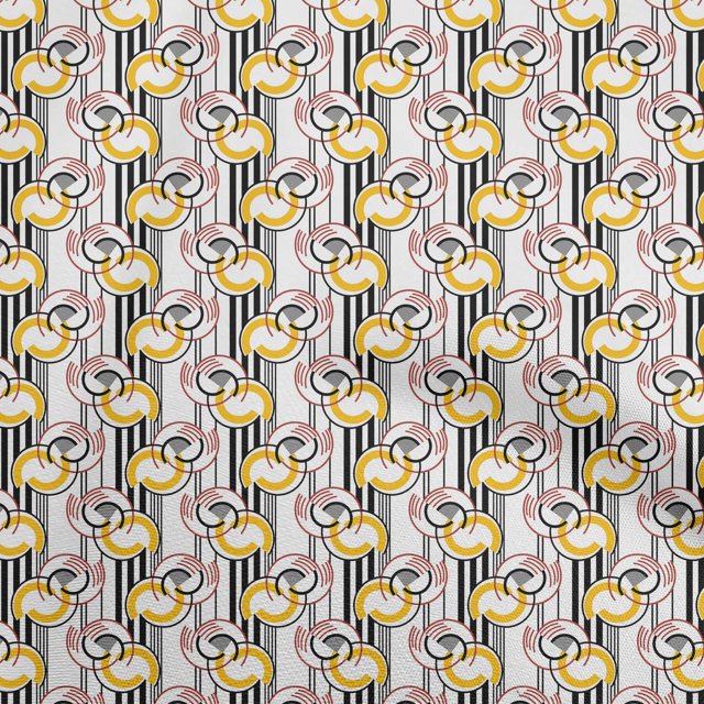 oneOone Polyester Spandex White Fabric Geometrical Sewing Craft Projects Fabric Prints By Yard 56 Inch Wide