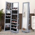 thumbnail image 2 of Costway 360° Rotatable Jewelry Cabinet Armoire 2-in-1 Lockable Mirrored Gray, 2 of 9