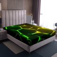 thumbnail image 4 of Erosebridal Abstract Ombre Bed Sheets Set Full Size, Futuristic Striped Bed Sheets Full, Geometry Honeycomb Decor,, 4 of 7
