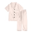 thumbnail image 2 of TBWNWG Satin Sleepwear Set For Kids Comfortable Two Piece Pajamas With Classic Button Down Design,Size 6-7 Years, 2 of 4
