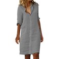 thumbnail image 1 of Kcodviy Robes Longues Taille Haute pour Femmes Décontractées d'Été à Nouer Couleur Unie Col Rond Robes de Bureau Décontractées Robe à Encolure, 1 of 7