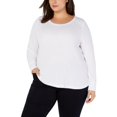 thumbnail image 4 of I.N.C Womens Ribbed Basic T-Shirt, White, Plus Size, 3X, 4 of 6