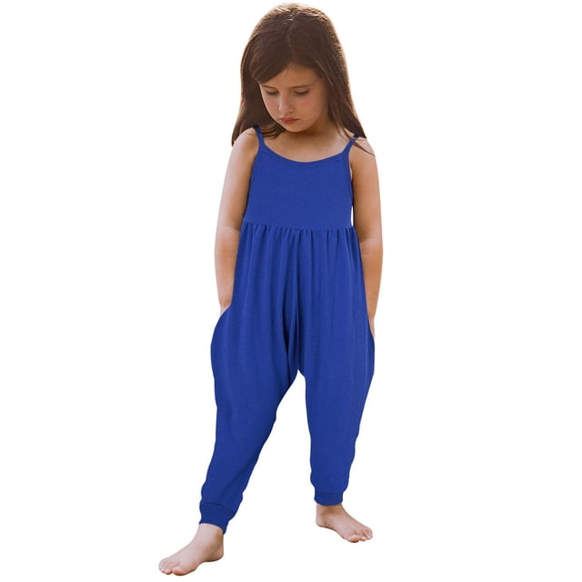 Girls Romper Sleeveless Rompers for Girls Loose Casual Rompers with Pockets Preppy Clothes 5-6 Y