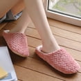 thumbnail image 2 of Mens and Womens Furry Slippers Flannel Lining Close Toe Solid Color Simplicity Thick Bottom Memory Foam Comfortable Non-Slip Warm Winter Home Slippers Pink, 2 of 8